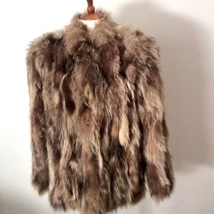 80’s Bermans Raccoon Fur Coat Brown M